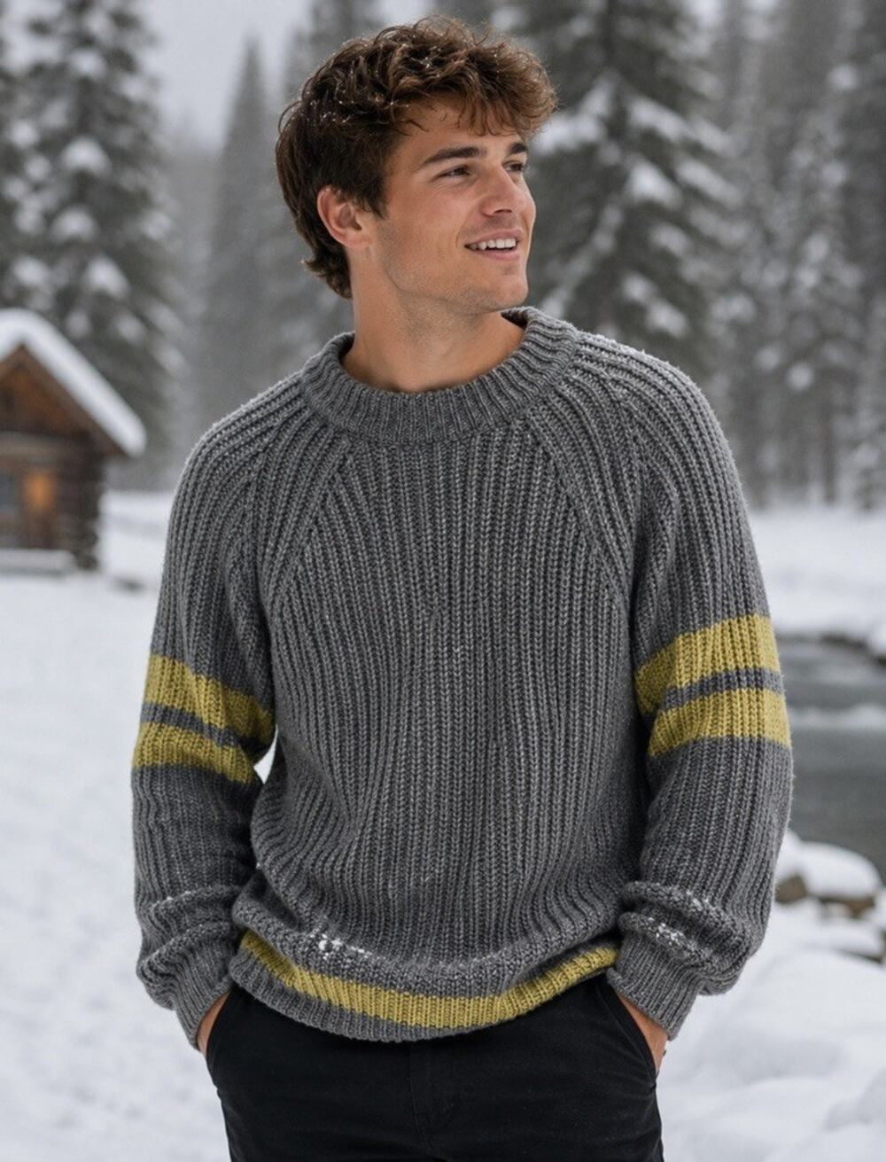 7 For All Mankind Men’s Alpaca Wool Blend Long Sleeve Gray Sweater Sz S